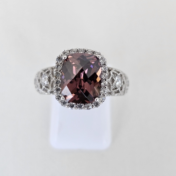 Authentic Tacori IV Blush Tourmaline & Diamond Simulants Sterling Silver Sz 7.5 - Picture 2 of 14